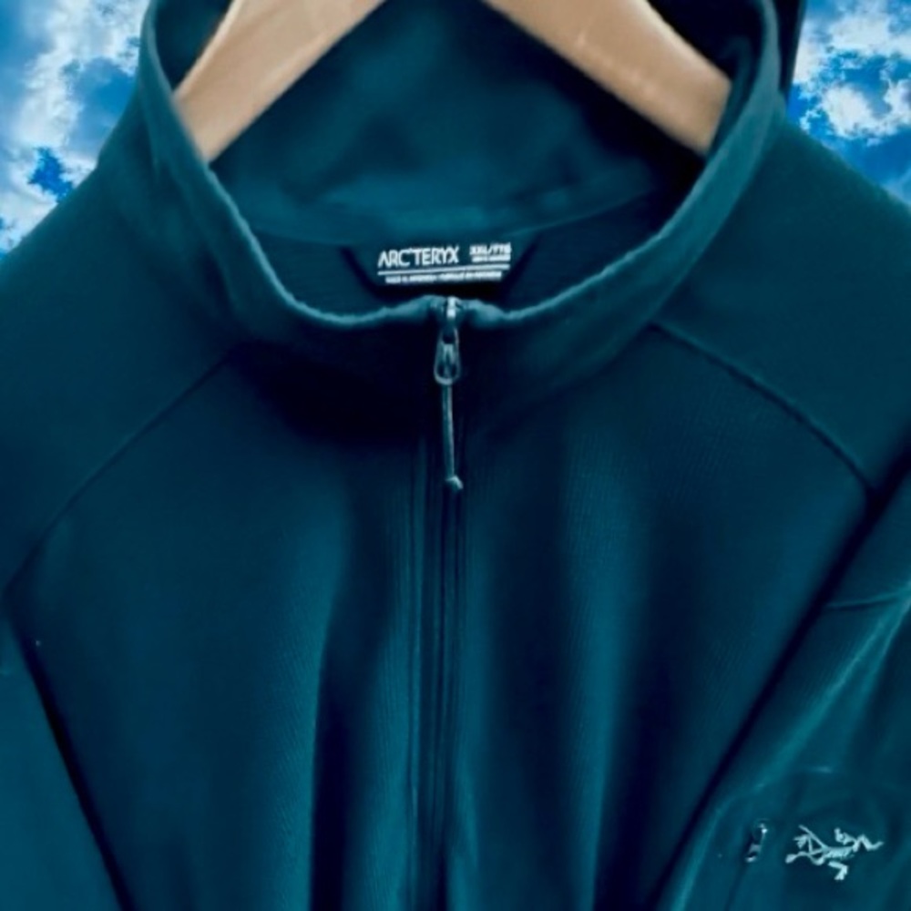 ARCTERYX DELTA LT MEN XXL 1/2 ZIP PULLOVER TEAL TONE ON TONE. P26/L31 ARM POCKET - Picture 5 of 11